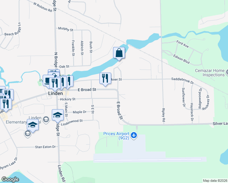 map of restaurants, bars, coffee shops, grocery stores, and more near 535 Hickory Street in Linden