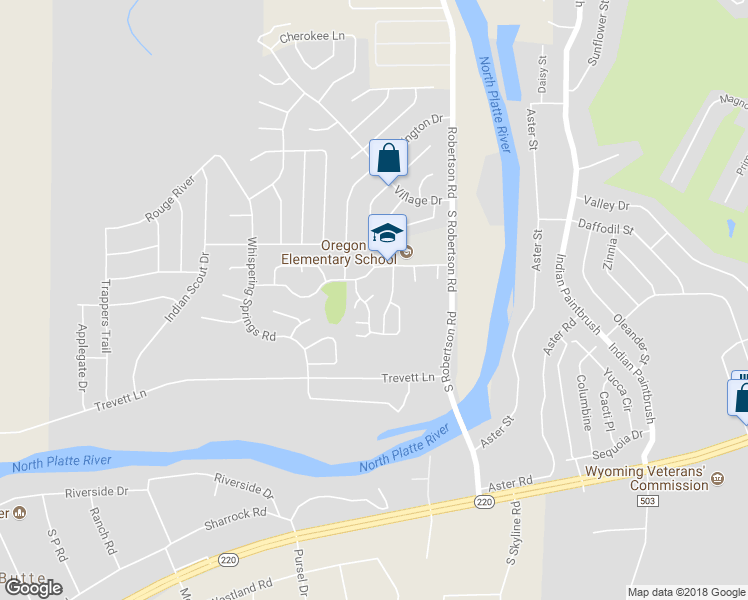map of restaurants, bars, coffee shops, grocery stores, and more near 3365 Chaparral in Casper