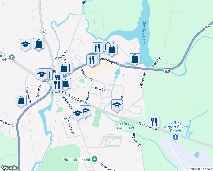 map of restaurants, bars, coffee shops, grocery stores, and more near 5 Short Street in Jaffrey