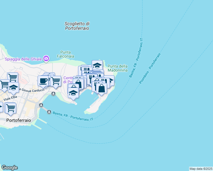 map of restaurants, bars, coffee shops, grocery stores, and more near 64 Via Dell'Amore in Portoferraio