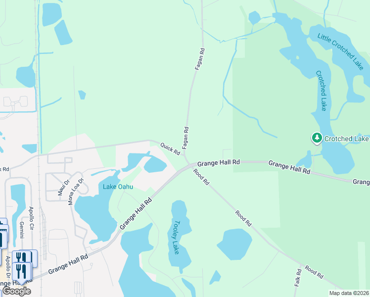 map of restaurants, bars, coffee shops, grocery stores, and more near 4468 Quick Road in Holly