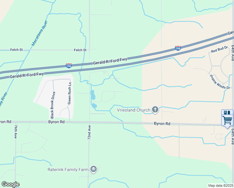 map of restaurants, bars, coffee shops, grocery stores, and more near 7060 Koper Circle in Zeeland