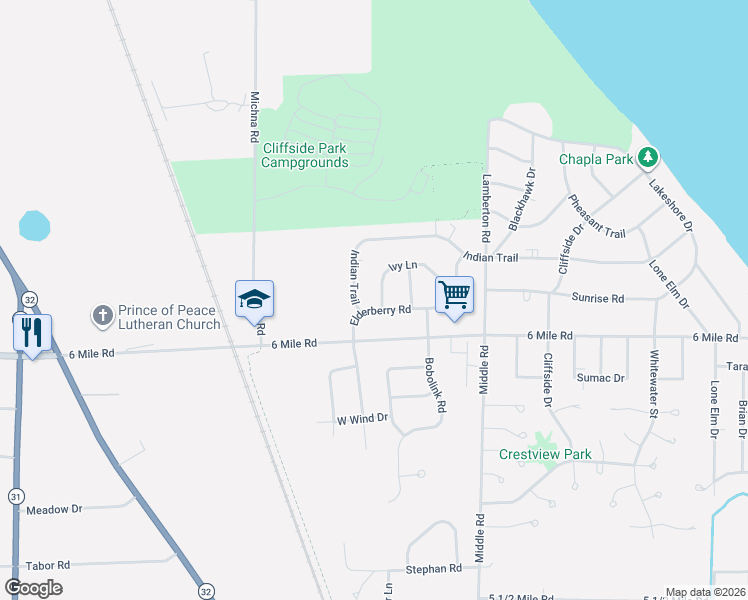 map of restaurants, bars, coffee shops, grocery stores, and more near 3341 Elderberry Road in Racine