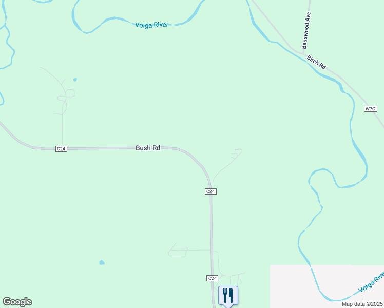 map of restaurants, bars, coffee shops, grocery stores, and more near 12482-12720 County Highway C24 in Volga