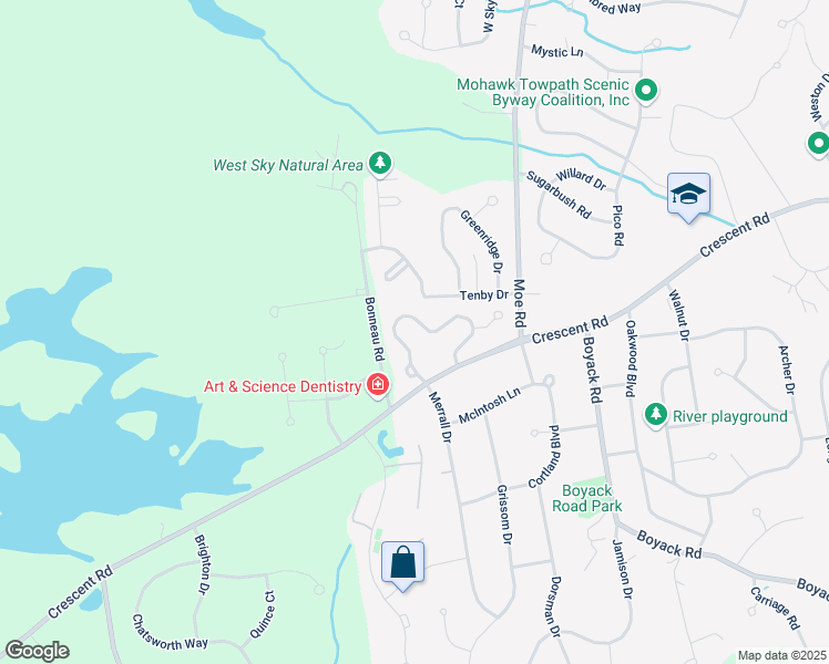 map of restaurants, bars, coffee shops, grocery stores, and more near 35 Stoney Creek Drive in Saratoga County