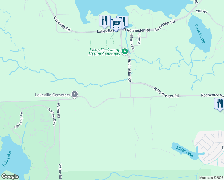 map of restaurants, bars, coffee shops, grocery stores, and more near 586 Drahner Road in Leonard