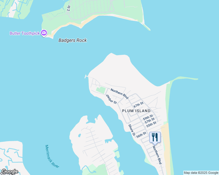 map of restaurants, bars, coffee shops, grocery stores, and more near 30 Harbor Street in Newburyport
