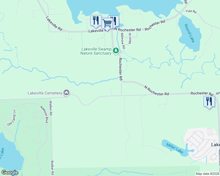 map of restaurants, bars, coffee shops, grocery stores, and more near 586 Drahner Road in Leonard