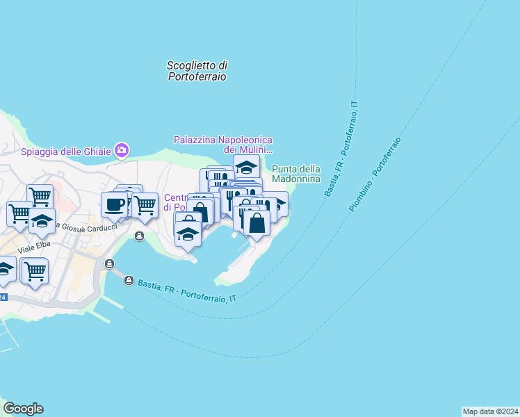 map of restaurants, bars, coffee shops, grocery stores, and more near 10 Via Ferrandini in Portoferraio