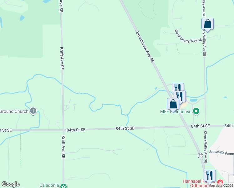 map of restaurants, bars, coffee shops, grocery stores, and more near 8131 Broadmoor Avenue Southeast in Caledonia