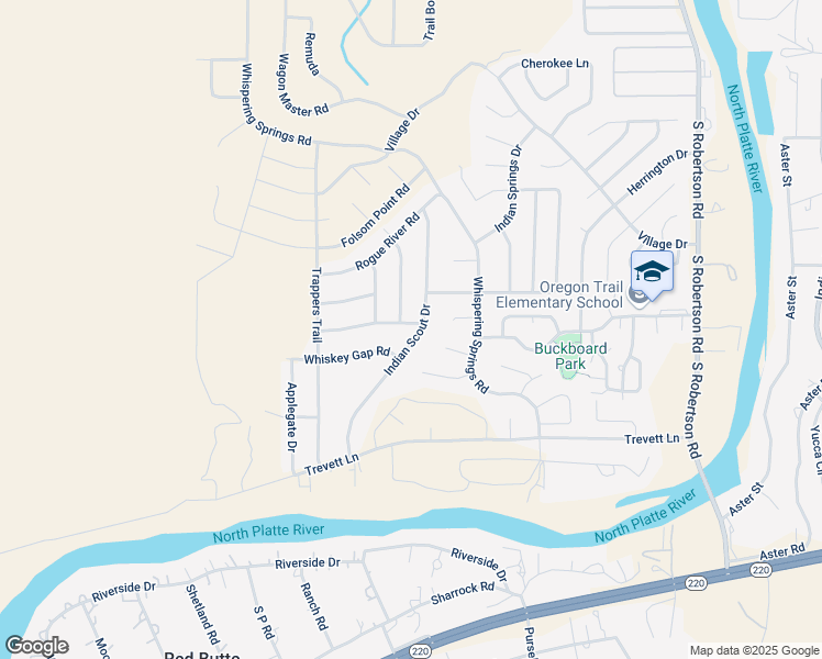 map of restaurants, bars, coffee shops, grocery stores, and more near 6703 Columbia River Road in Casper