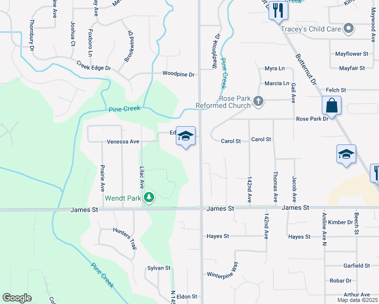 map of restaurants, bars, coffee shops, grocery stores, and more near 2591 North Division Avenue in Holland
