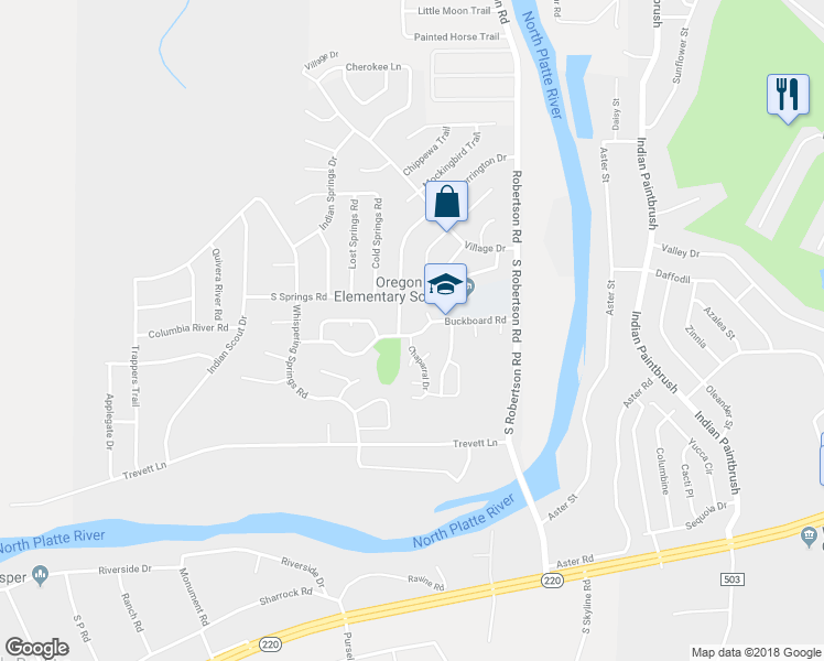 map of restaurants, bars, coffee shops, grocery stores, and more near 3229 Herrington Drive in Casper