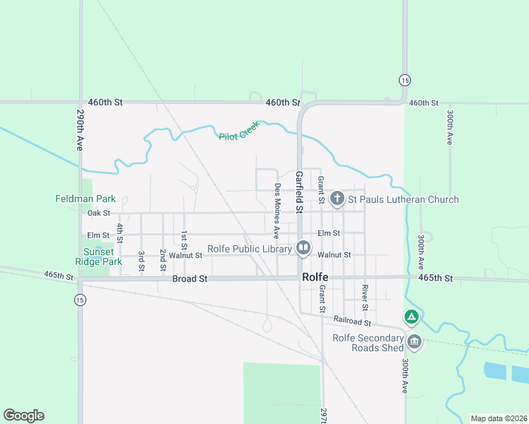 map of restaurants, bars, coffee shops, grocery stores, and more near 659 Oak Street in Rolfe