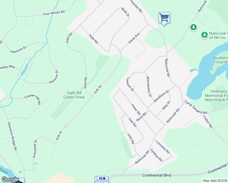 map of restaurants, bars, coffee shops, grocery stores, and more near 103 Jay Road in Merrimack