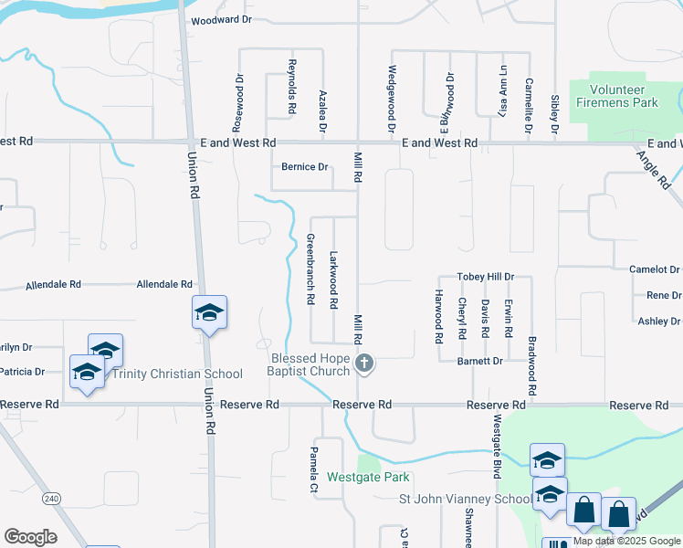 map of restaurants, bars, coffee shops, grocery stores, and more near 83 Larkwood Road in Buffalo