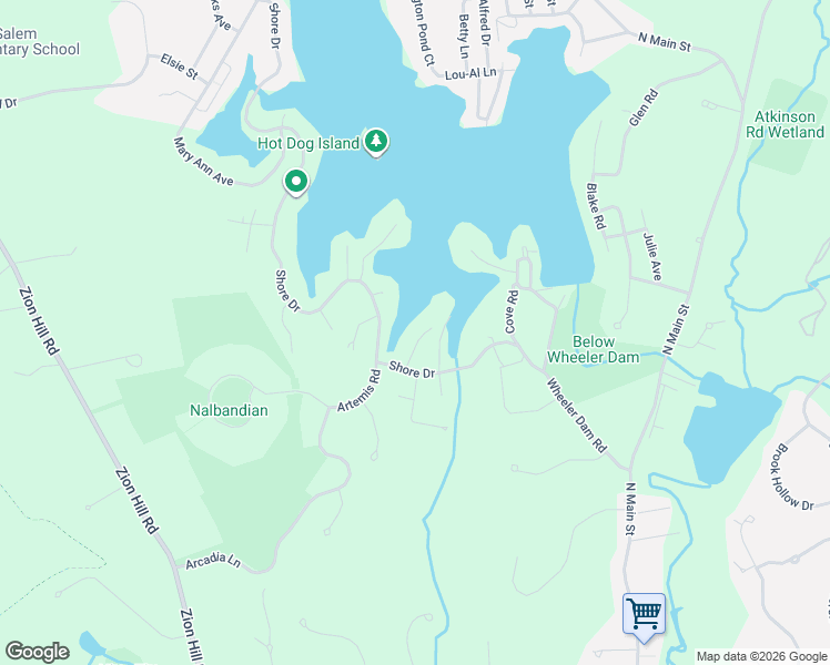 map of restaurants, bars, coffee shops, grocery stores, and more near 7 Palm Road in Salem