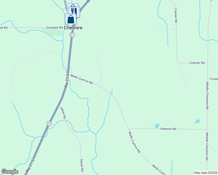 map of restaurants, bars, coffee shops, grocery stores, and more near 5550 Wells Curtice Road in Canandaigua