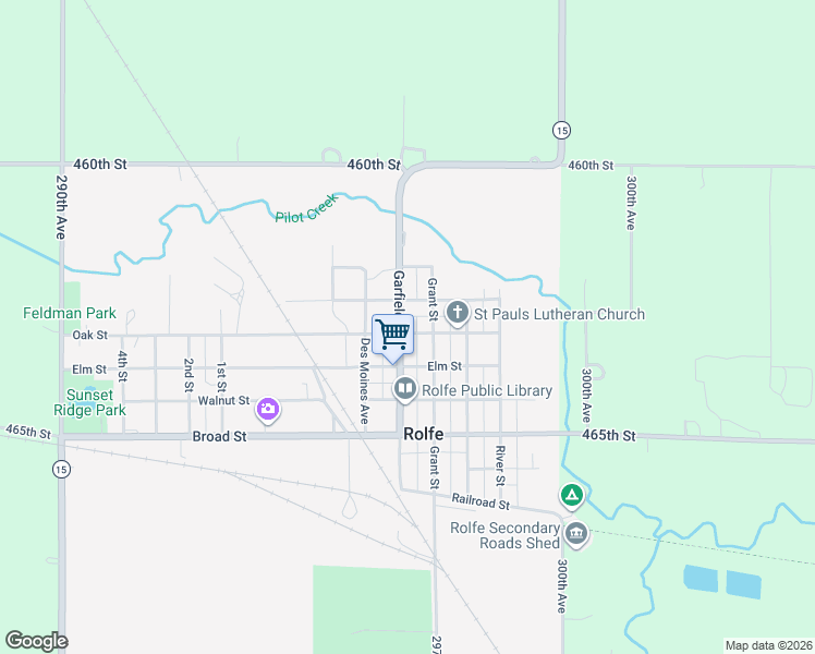 map of restaurants, bars, coffee shops, grocery stores, and more near 591 Garfield Street in Rolfe