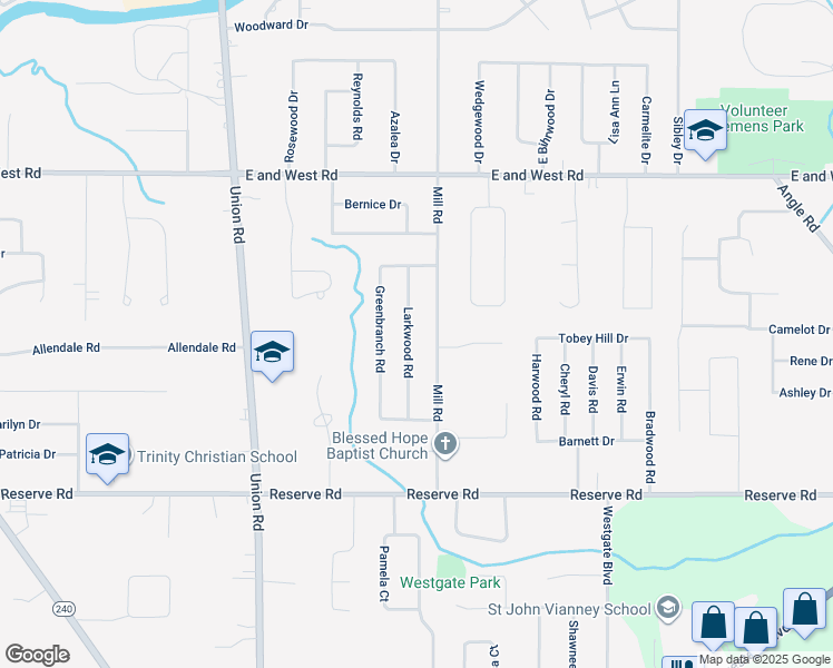 map of restaurants, bars, coffee shops, grocery stores, and more near 83 Larkwood Road in Buffalo