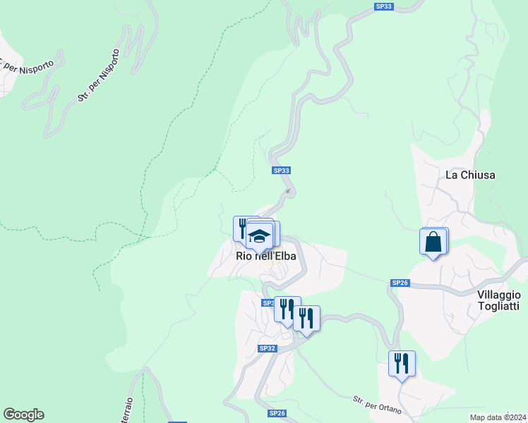 map of restaurants, bars, coffee shops, grocery stores, and more near 51 Via Nardelli in Rio Nell'elba