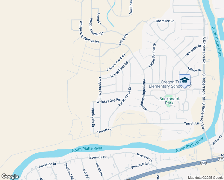 map of restaurants, bars, coffee shops, grocery stores, and more near 6828 Columbia River Road in Casper