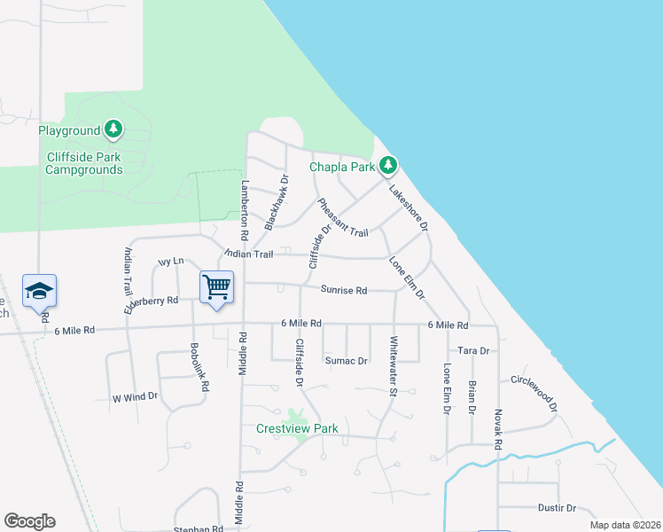 map of restaurants, bars, coffee shops, grocery stores, and more near 2613 Indian Trail in Racine