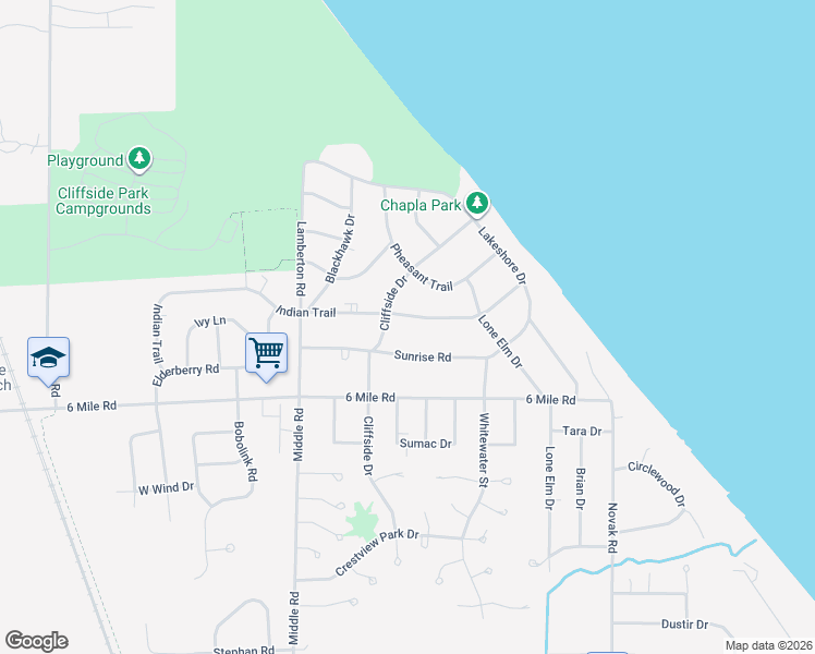 map of restaurants, bars, coffee shops, grocery stores, and more near 2613 Indian Trail in Racine