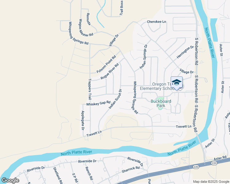 map of restaurants, bars, coffee shops, grocery stores, and more near 3257 Quivera River Road in Casper