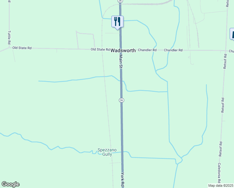 map of restaurants, bars, coffee shops, grocery stores, and more near 4104 Main Street in Piffard