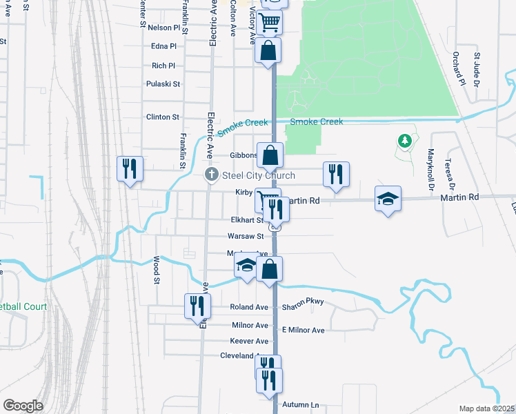 map of restaurants, bars, coffee shops, grocery stores, and more near 10 Saint James Place in Lackawanna