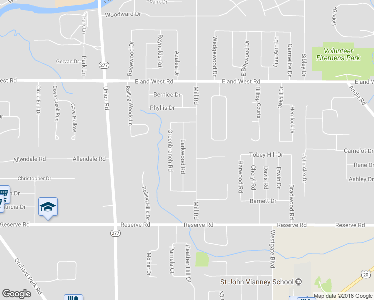map of restaurants, bars, coffee shops, grocery stores, and more near 83 Larkwood Road in Buffalo