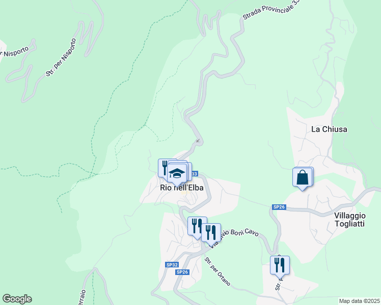 map of restaurants, bars, coffee shops, grocery stores, and more near Via Zimbelli in Livorno