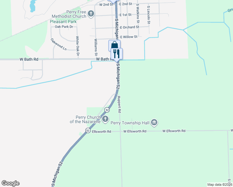 map of restaurants, bars, coffee shops, grocery stores, and more near 12201 Ruppert Road in Perry