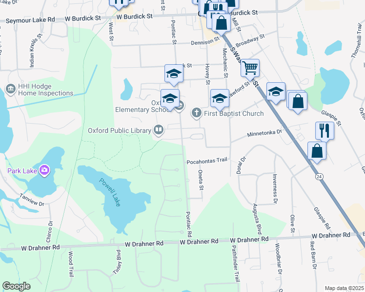map of restaurants, bars, coffee shops, grocery stores, and more near 636 Glenmoor Drive in Oakland County