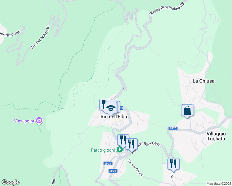 map of restaurants, bars, coffee shops, grocery stores, and more near 51 Via Nardelli in Rio Nell'elba
