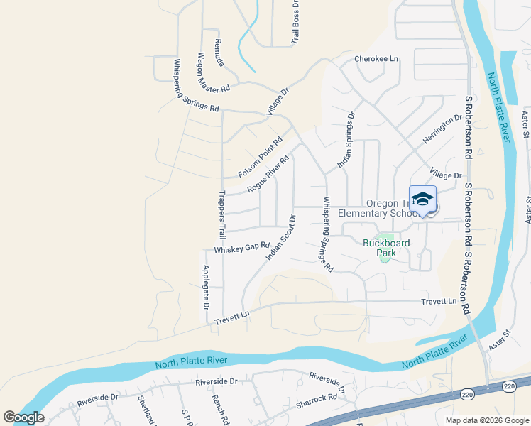 map of restaurants, bars, coffee shops, grocery stores, and more near 3257 Quivera River Road in Casper