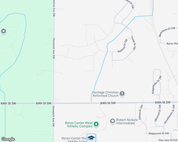 map of restaurants, bars, coffee shops, grocery stores, and more near 8085 Union Station Drive in Byron Center