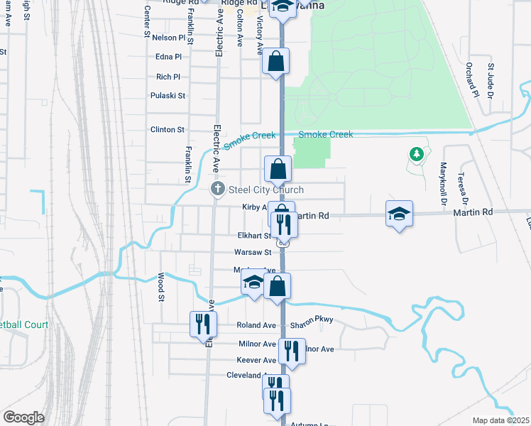map of restaurants, bars, coffee shops, grocery stores, and more near 10 Saint James Place in Lackawanna