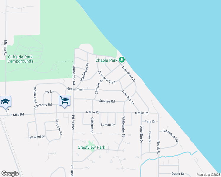map of restaurants, bars, coffee shops, grocery stores, and more near 2515 Indian Trail in Racine