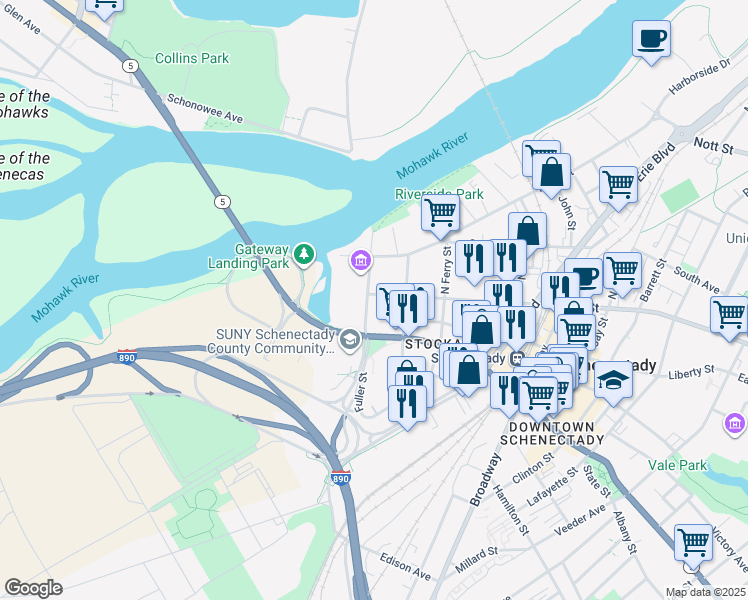 map of restaurants, bars, coffee shops, grocery stores, and more near 4 Union Street in Schenectady