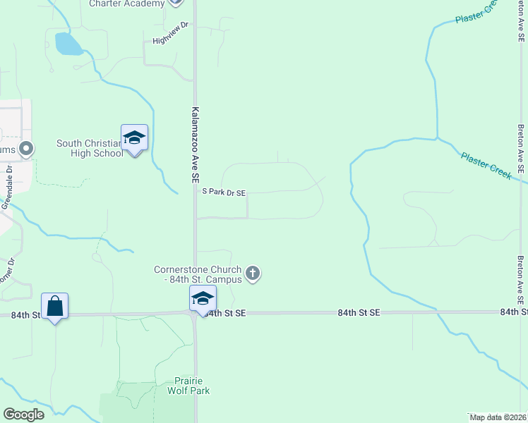 map of restaurants, bars, coffee shops, grocery stores, and more near 1718 Crescent Pointe Drive Southeast in Caledonia