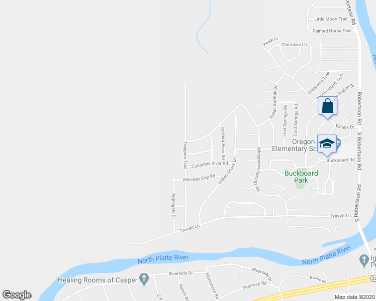 map of restaurants, bars, coffee shops, grocery stores, and more near 6964 Umpqua River Road in Casper