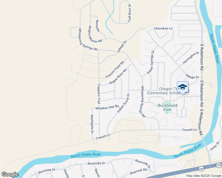 map of restaurants, bars, coffee shops, grocery stores, and more near 6828 Columbia River Road in Casper