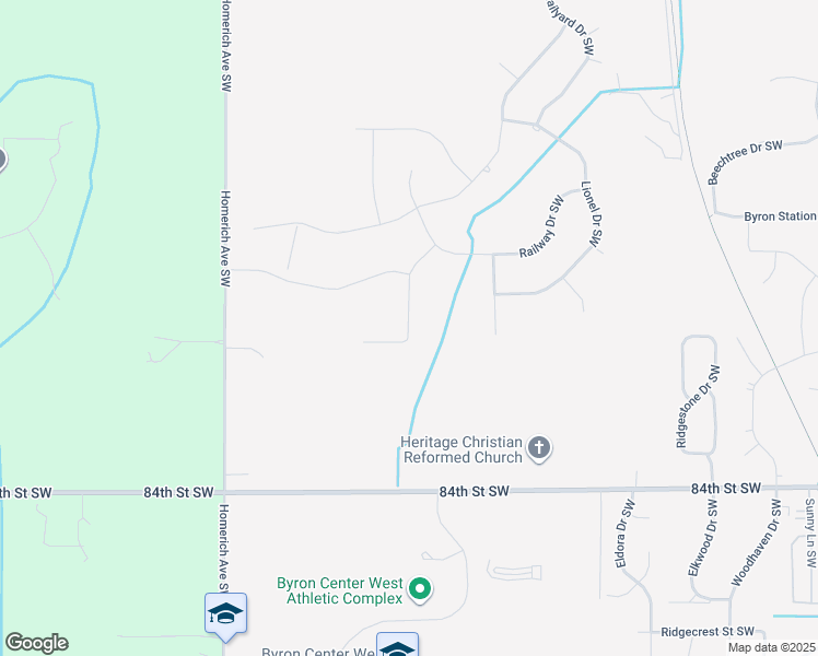 map of restaurants, bars, coffee shops, grocery stores, and more near 8042 Union Station Drive in Byron Center