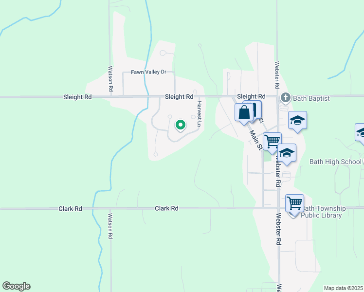 map of restaurants, bars, coffee shops, grocery stores, and more near 13723 Harvest Lane in Bath Township