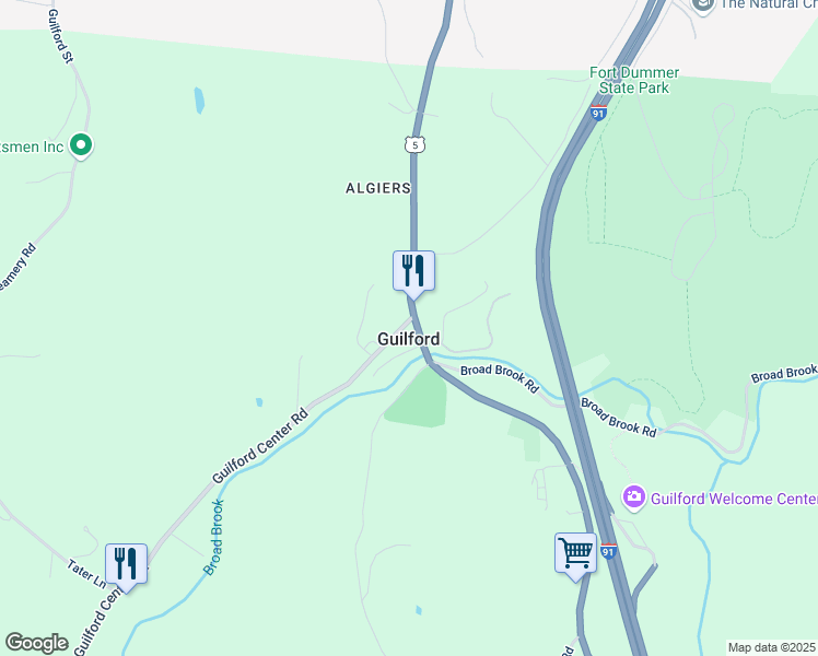 map of restaurants, bars, coffee shops, grocery stores, and more near 500 Calvin Coolidge Memorial Highway in Guilford