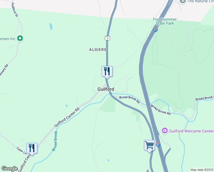 map of restaurants, bars, coffee shops, grocery stores, and more near 500 Calvin Coolidge Memorial Highway in Guilford
