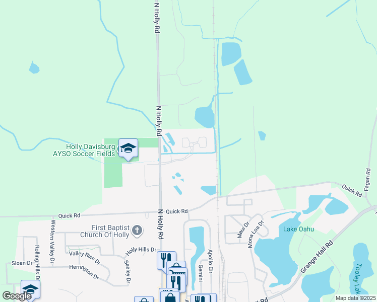 map of restaurants, bars, coffee shops, grocery stores, and more near 4050 Stonebridge in Holly