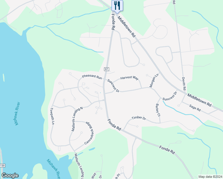 map of restaurants, bars, coffee shops, grocery stores, and more near 78 Orchard Lane in Waterford